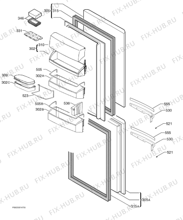 Взрыв-схема холодильника Aeg Electrolux S70272KG1 - Схема узла Door 003